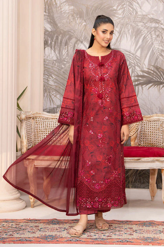 Ellena - 3-PC Stitched Embroidered Suit