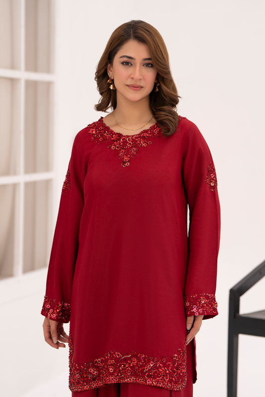 Ellena - 2-PC Stitched Embellished Suit