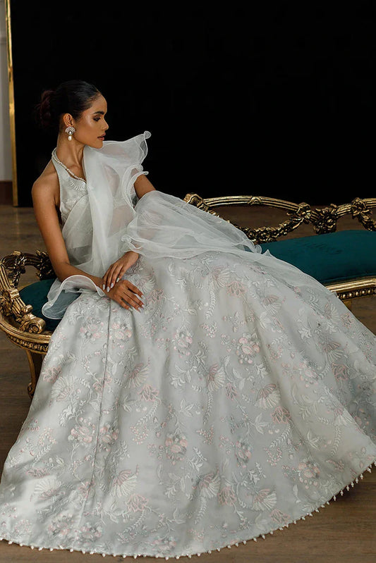 Picture of <!--axr-->Threads & Motifs - Organza Embroidered Blouse And Skirt - Available at Raja Sahib