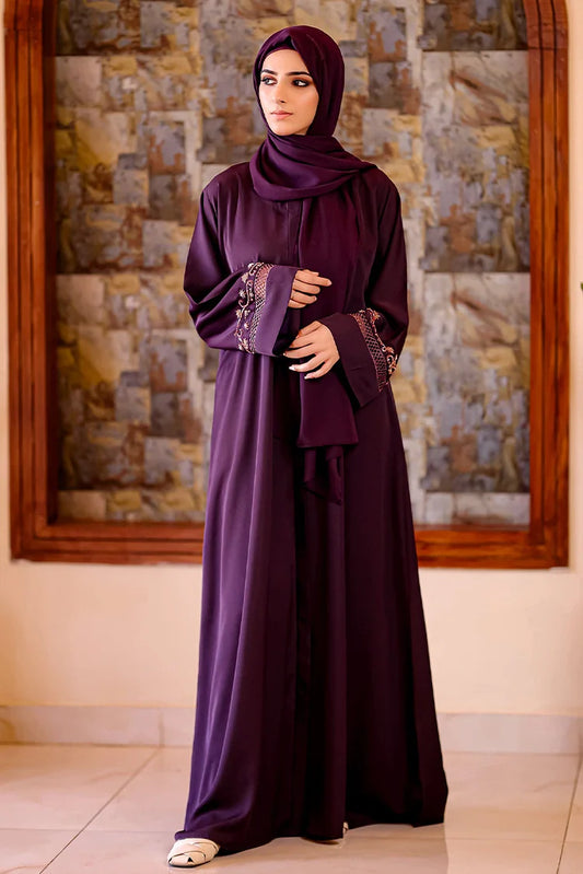 Malbus - Abaya - Plum Embellished