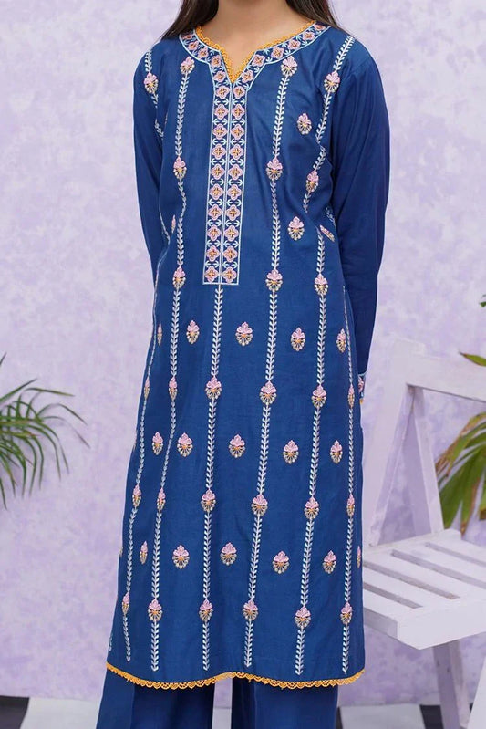 <!--bpw-->Modest - Girls Cotton Embroidered - 2 Piece Suit - 8495