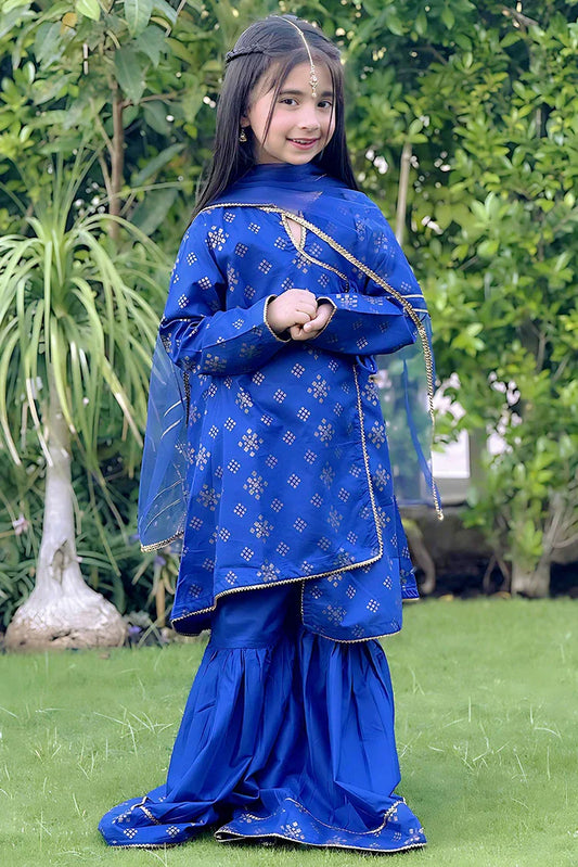 <!--bvp-->Modest - Girls Blue 3 Piece Cotton Suit - 8585