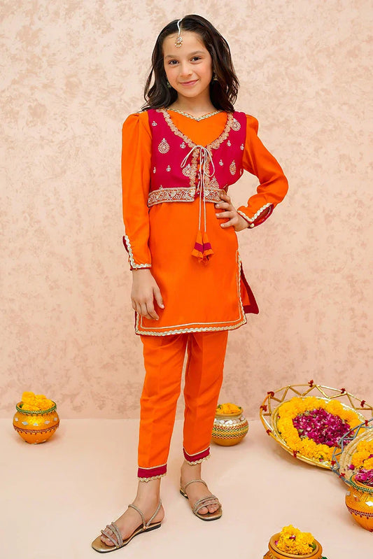 Picture of <!--bna-->Modest - Toddler Orange Festive Dress - 9035 - Available at Raja Sahib