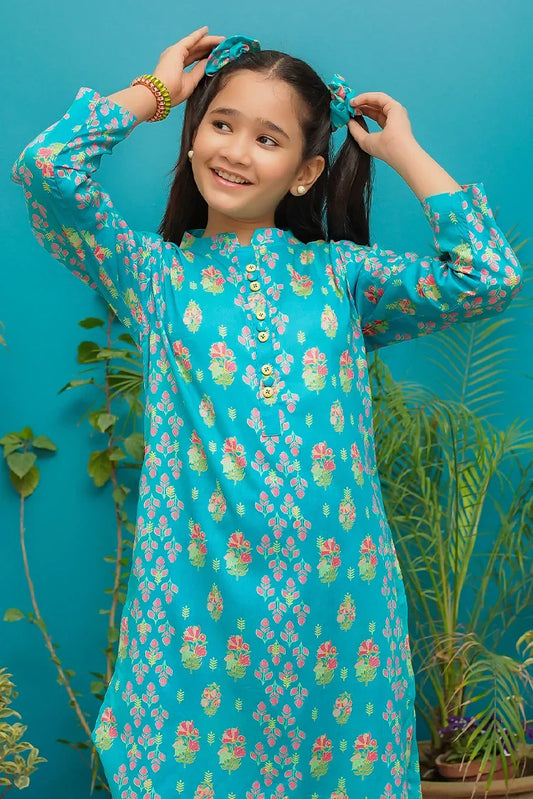 Picture of <!--bog-->Modest - Aqua Blossom - 9145 - Available at Raja Sahib