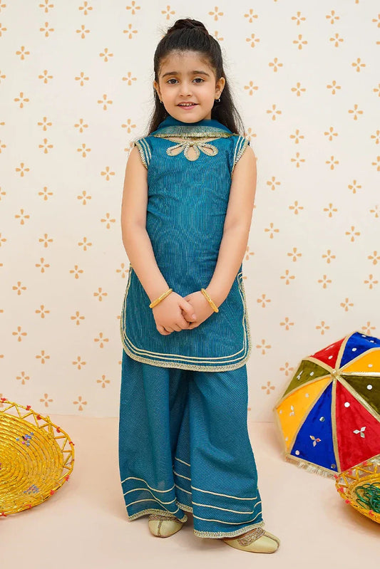 Picture of <!--bng-->Modest - Toddlers Blue Cotton Lawn Set - 9510 - Available at Raja Sahib