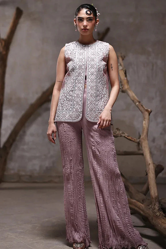 Threads & Motifs - Embroidered Jacket With Crushed Trouser - 9541.1