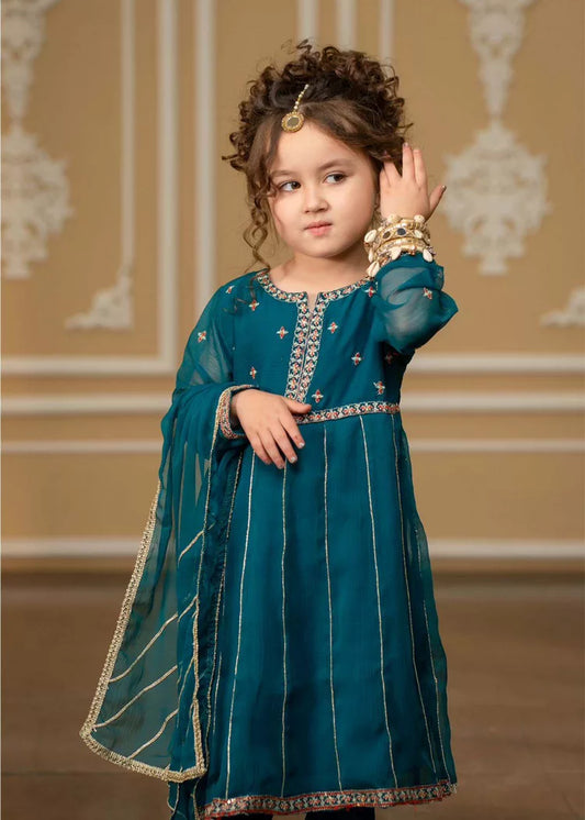 Modest - 3 Piece Chiffon Embroidered Suit