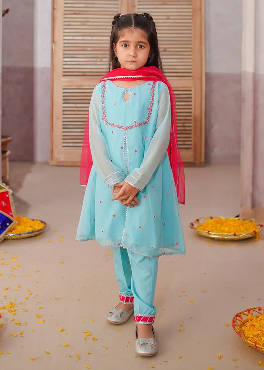 Modest - 3 Piece Chiffon Embroidered Suit