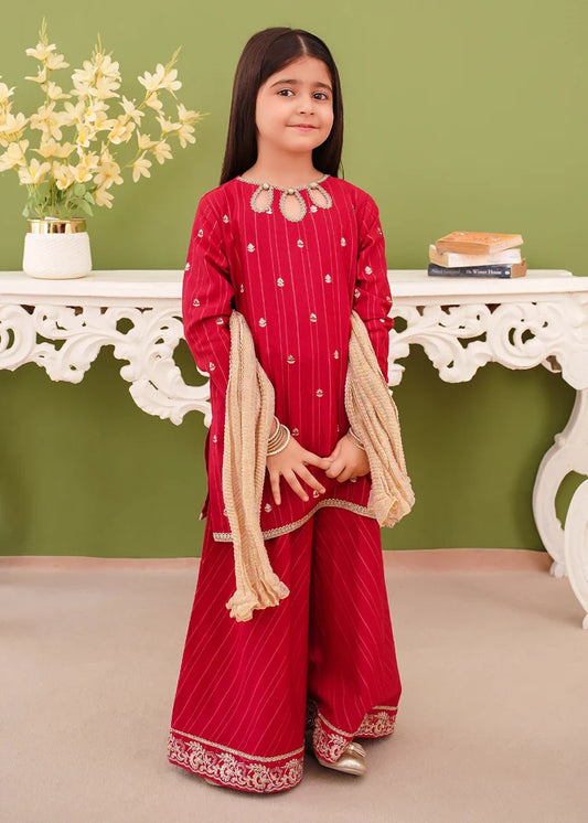 Modest - 3 Piece Pink Khaddar Embroidered Suit