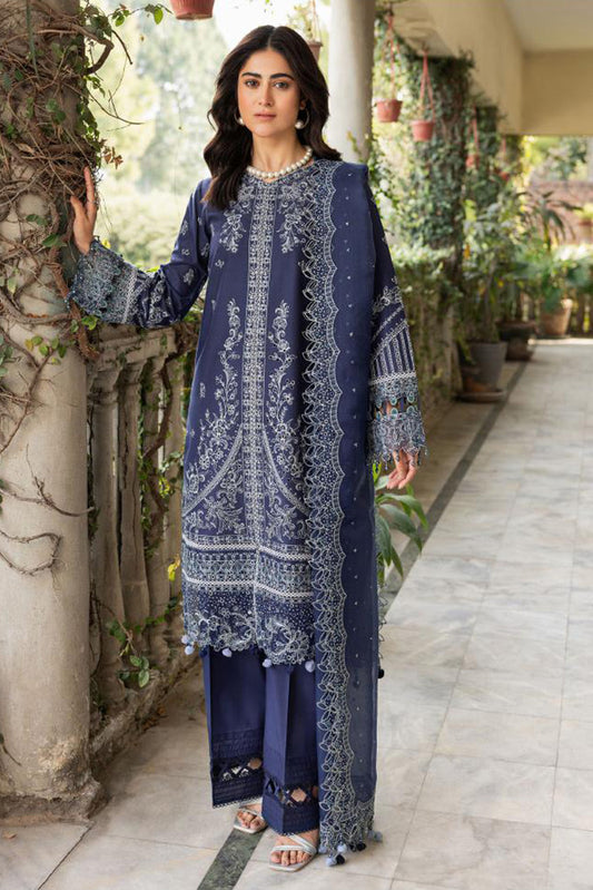 Picture of <!--aey-->Farasha - 01 BLUE OCHRE Bahaar Embroidered Lawn Collection - Available at Raja Sahib