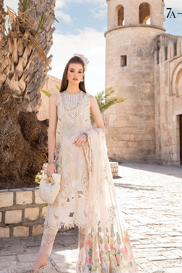 white christmas dresses Maria B Luxury Linen Pakistani Maxi Dress MAR129 - L - Brown main image 1