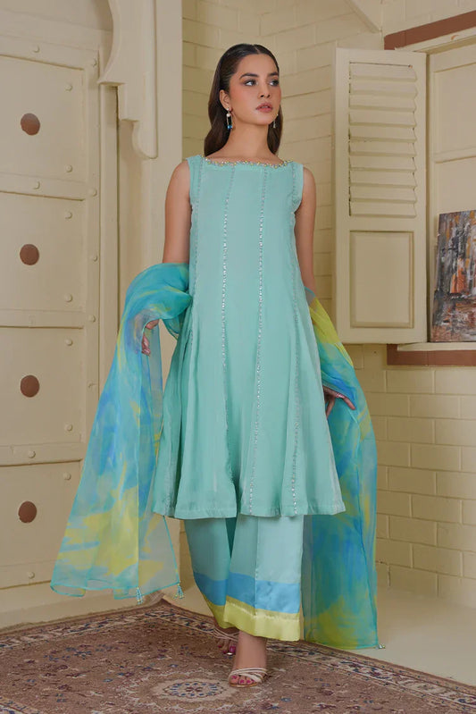 Picture of Amber Imran - Velvet Edition - Aqua - Available at Raja Sahib