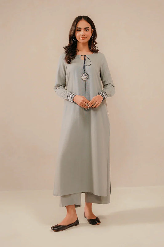 Divinely Crafted - Zyra Embroidered Co-Ords '25 - Sliver Haze
