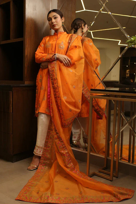 Picture of <!--xy-->Emeralds - Block Printed Festive Pret - Amber - Available at Raja Sahib