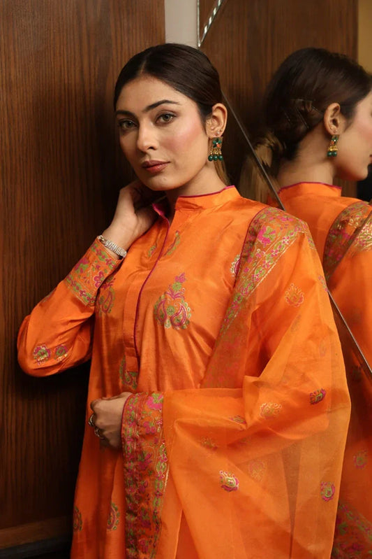 Picture of <!--xy-->Emeralds - Block Printed Festive Pret - Amber - Available at Raja Sahib