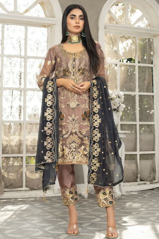 Picture of <!--mi-->Ketifa - Formals Unstitched Collection - Prismatic Brown - Available at Raja Sahib