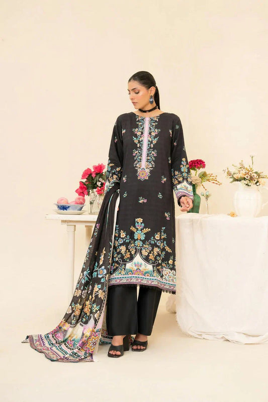 Lala - Lala Vintage Viscose Bana Dora Collection Vol 1 - LS-0418-Nightfall Elegance - Unstitched