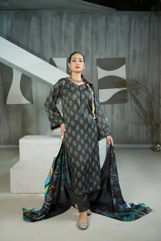 Lala - Sana Samia Winter Slub Collection Vol 1 - LS-0421-Shadow Slate - Unstitched