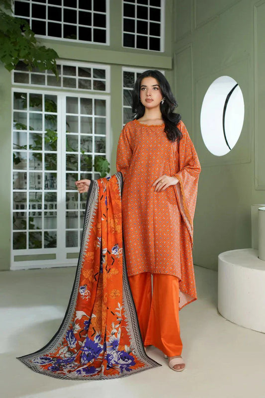 Lala - Sana Samia Winter Slub Collection Vol 1 - LS-0423-Terracota Veil - Unstitched