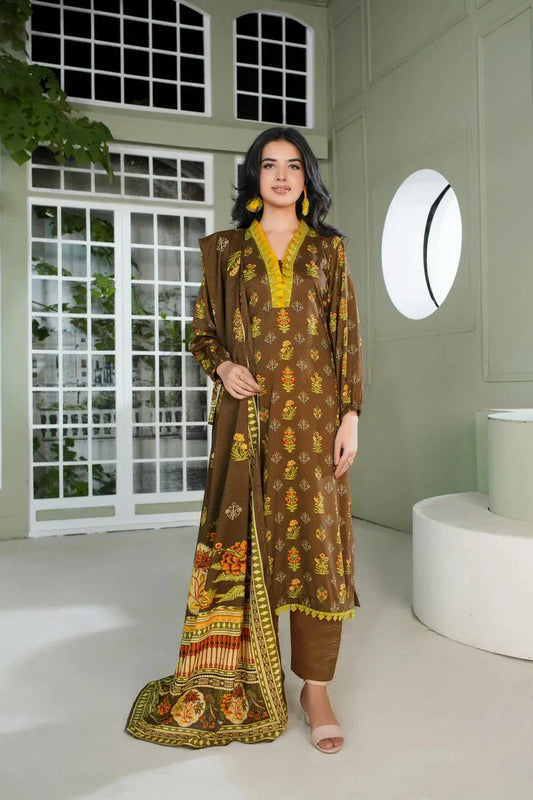 Lala - Sana Samia Winter Slub Collection Vol 1 - LS-0426-Dusty Moss - Unstitched