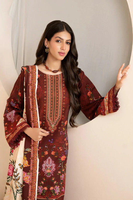 Lala - Mahee Doria Linen Collection Vol 1 - LS-0404-Deep Ruby - Unstitched