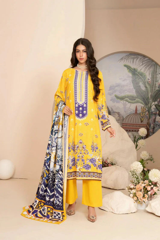 Lala - Mahee Doria Linen Collection Vol 1 - LS-0410-Golden Navy - Unstitched