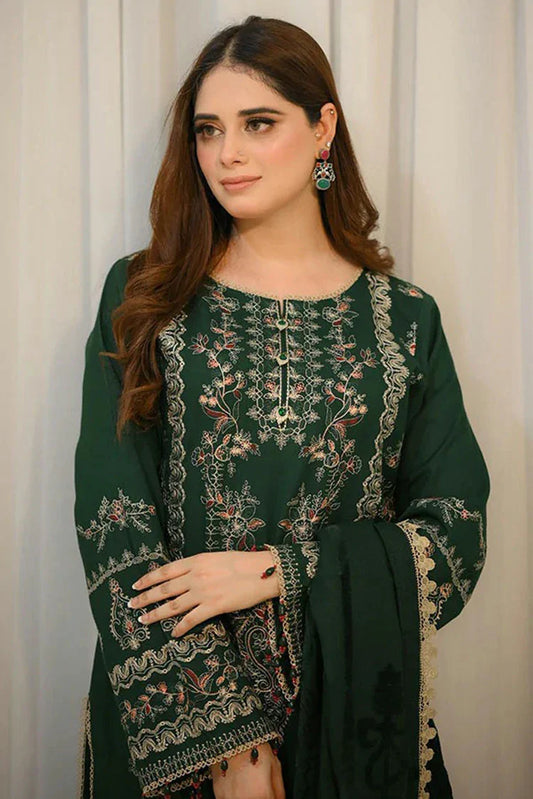 Nawaz Fabrics - Libaas Exclusive Winter Collection - LNF-68-Bottle Green - Unstitched