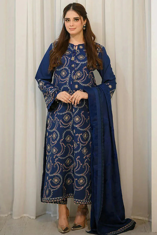 Nawaz Fabrics - Libaas Exclusive Winter Collection - LNF-70 BLUE - Unstitched