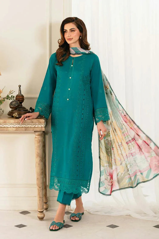Elegance - Meher Un Nissa Luxury Lawn Collection - 01 AZUREH - Unstitched