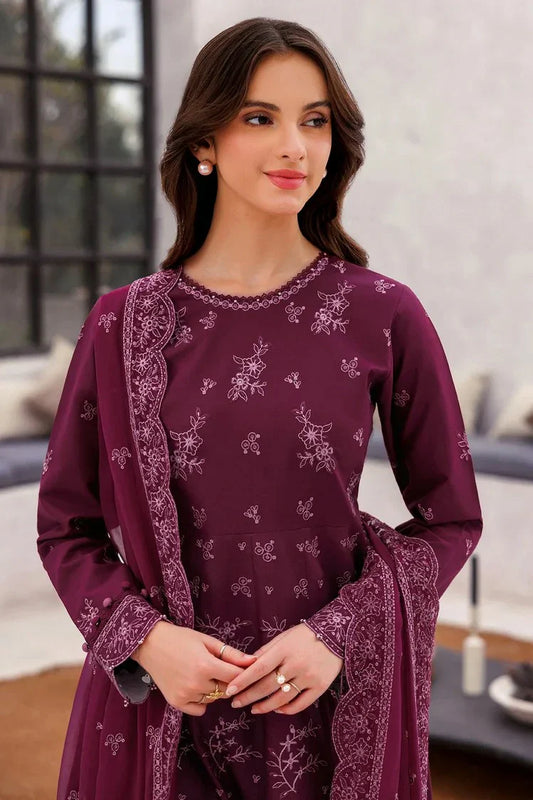 Picture of Farasha - Bahaar Embroidered Lawn Collection - 01 Regal Plum - Unstitched - Available at Raja Sahib