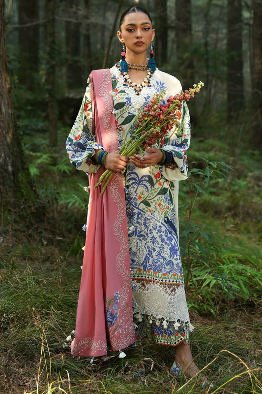 Picture of Zaha - Neelum Lawn Collection - WHITE SOLANA (ZL25-03 B) - Unstitched - Available at Raja Sahib