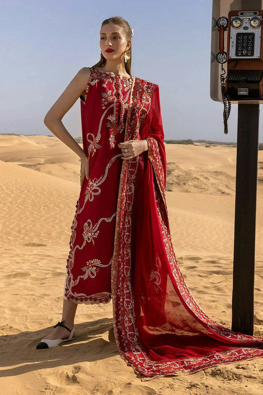 Picture of Crimson - Flow Lawn Collection - Twirls And Ties-D8B - Unstitched - Available at Raja Sahib