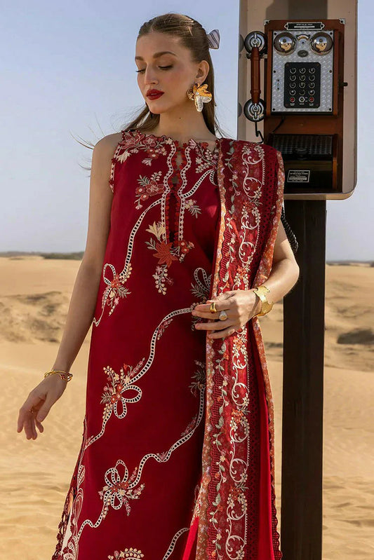 Picture of Crimson - Flow Lawn Collection - Twirls And Ties-D8B - Unstitched - Available at Raja Sahib