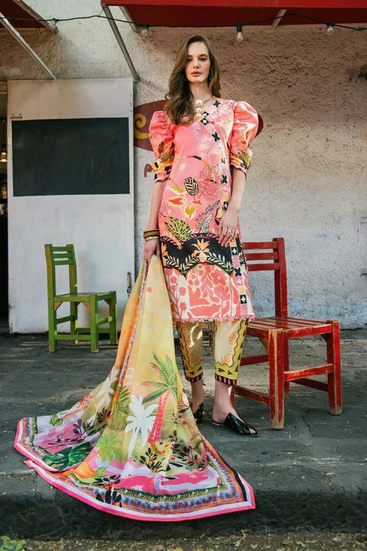 Picture of Mushq - La Dolce Hemline Prints Vol 2 - 1B Spring Avenue - Unstitched - Available at Raja Sahib