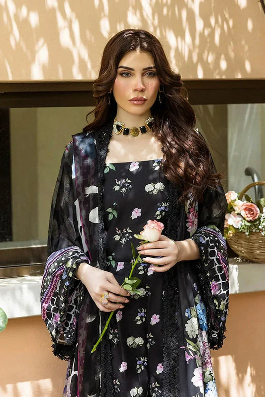 Picture of Elaf - Chiffon Print Collection - ECD-4A MIDNIGHT BLOOM - Unstitched - Available at Raja Sahib