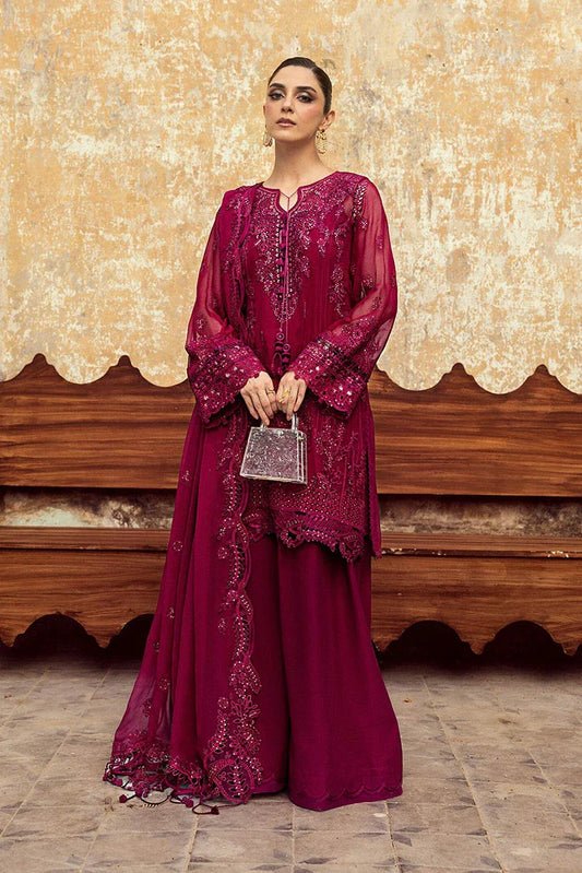 Qalamkar - Festive Embroidered Chiffons Collection - WC-02 Siofe - Unstitched