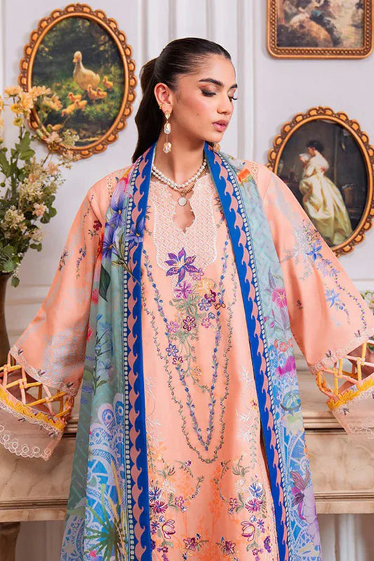 Roheenaz - Aezel Fall Embroidered Cambric Collection - 2A Amal - Unstitched