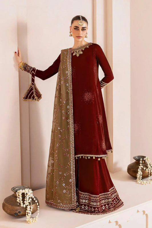 Jazmin - Chaandani Luxury Velvet Formals - CVF D-07 GULAAL - Unstitched