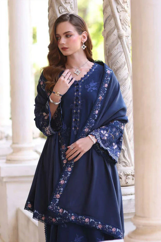 Noor by Saadia Asad - Noor Winter Pashmina Shawl - D4-Sapphire - Unstitched
