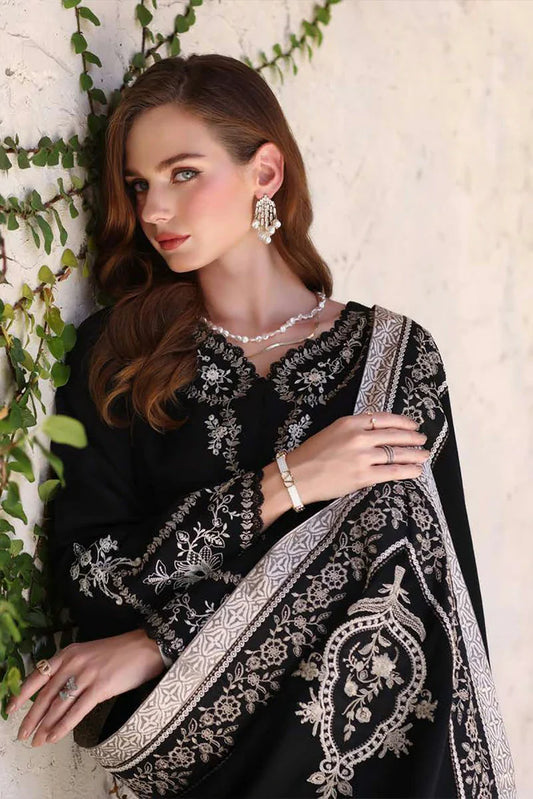 Noor by Saadia Asad - Noor Winter Pashmina Shawl - D7-Obsidian - Unstitched