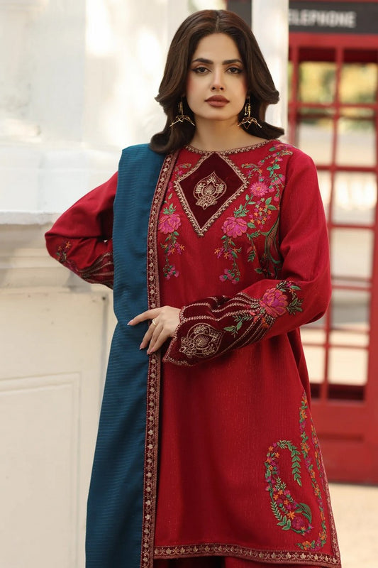 Charizma - Signature Embroidered Peach Leather & Velvet Collection - CSW5-02 - Unstitched