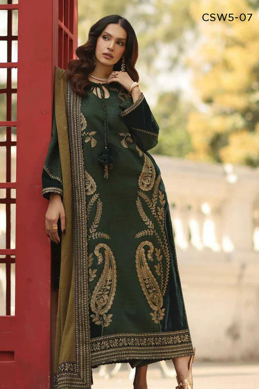 Charizma - Signature Embroidered Peach Leather & Velvet Collection - CSW5-07 - Unstitched