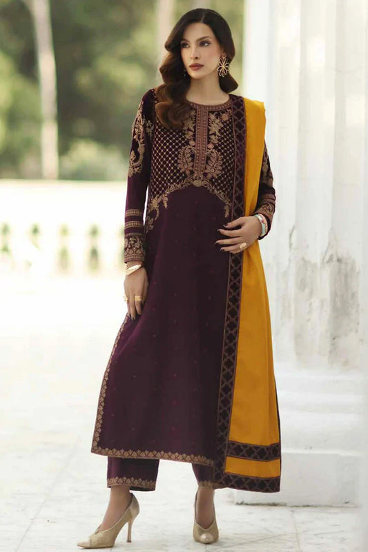 Charizma - Signature Embroidered Peach Leather & Velvet Collection - CSW5-09 - Unstitched