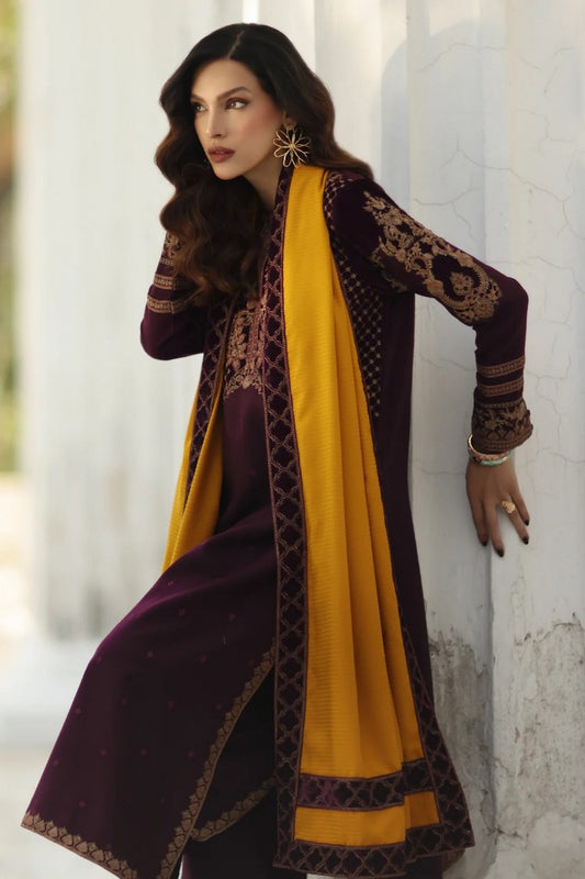 Charizma - Signature Embroidered Peach Leather & Velvet Collection - CSW5-09 - Unstitched