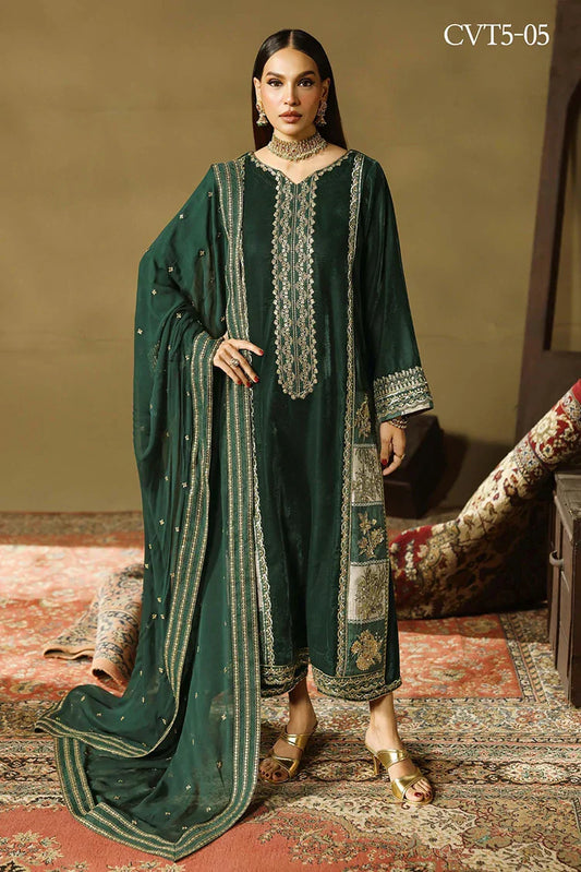 Charizma - Signora Premium Embroidered Velvet & Adda Work Collection Vol 1 - CVT5-05 - Unstitched