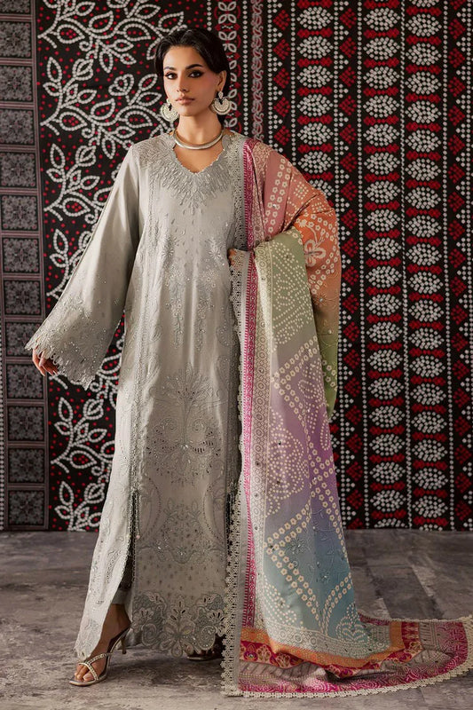 Nureh - Bazar Embroidered Chikankari Peach Leather Collection - NE-207 - Unstitched