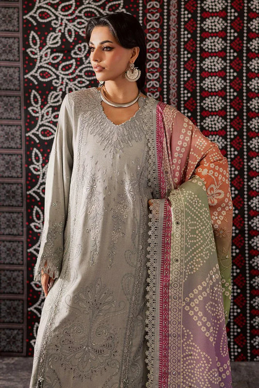 Nureh - Bazar Embroidered Chikankari Peach Leather Collection - NE-207 - Unstitched