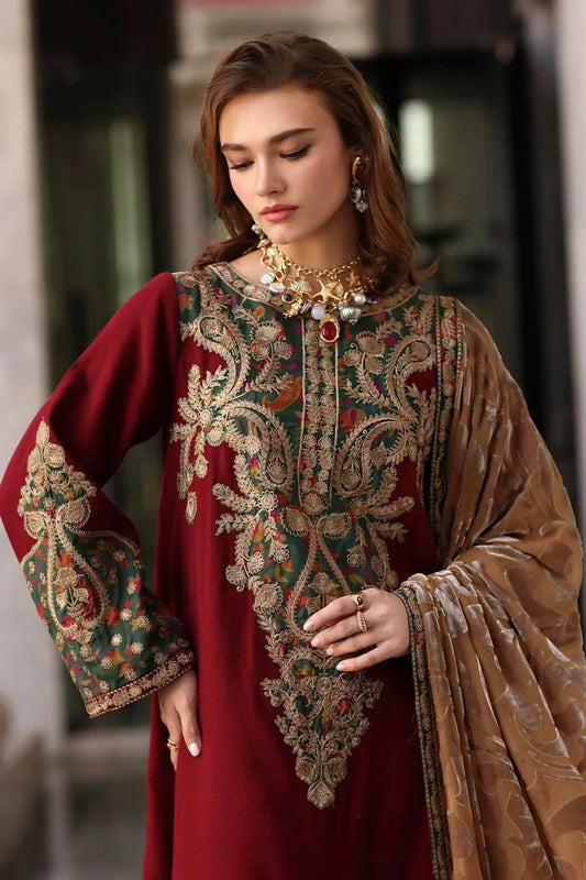 Charizma - Poshima Embroidered Peach Leather Collection Vol 3 - PSW5-20 - Unstitched