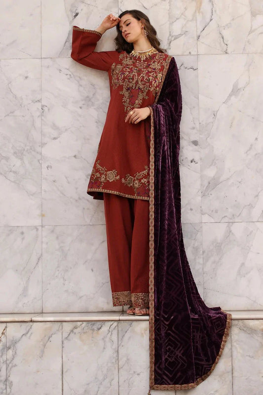 Charizma - Poshima Embroidered Peach Leather Collection Vol 3 - PSW5-22 - Unstitched