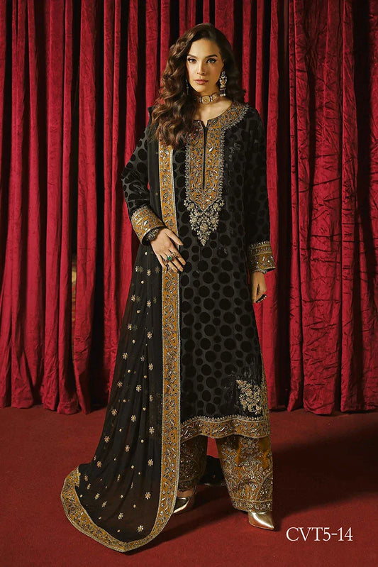 Charizma - Signora Premium Embroidered Plachi Velvet Collection Vol 2 - CVT5-14 - Unstitched